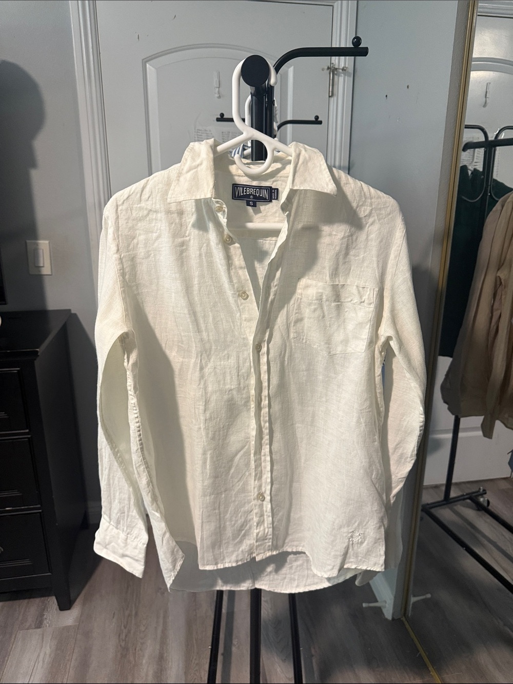 Vilebrequin Men's Cream Lightweight Linen Button-Down Shirt